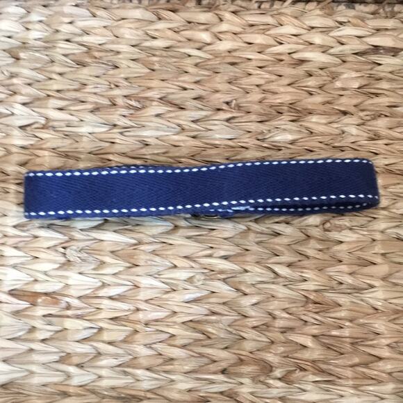 Belt Blue & White Striped Cotton Boys Sz 3T Brass Loop Closure Preppy Neutral - Picture 2 of 5